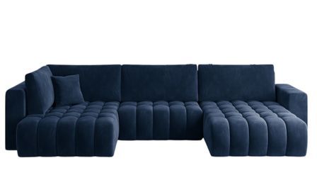 Canapé panoramique convertible BOSTON en tissu capitonné – 350 cm