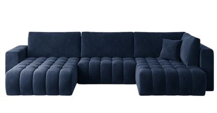 Canapé panoramique convertible BOSTON en tissu capitonné – 350 cm