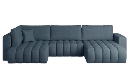 Canapé panoramique convertible BOSTON en tissu capitonné – 350 cm