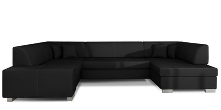 Canapé panoramique convertible HOUSTON en simili cuir avec coffre de rangement