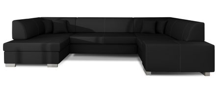 Canapé panoramique convertible HOUSTON en simili cuir avec coffre de rangement