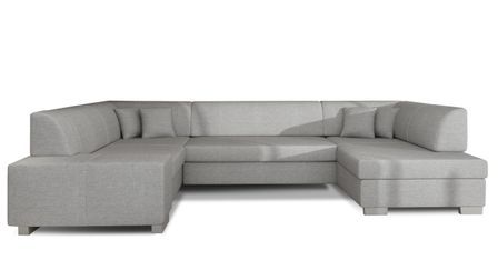 Canapé panoramique convertible HOUSTON en tissu avec coffre de rangement – 320 cm