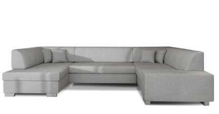 Canapé panoramique convertible HOUSTON en tissu avec coffre de rangement – 320 cm