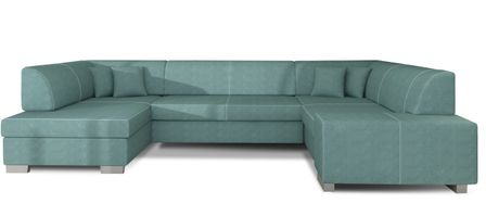 Canapé panoramique convertible HOUSTON en velours avec coffre de rangement