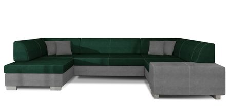 Canapé panoramique convertible HOUSTON en velours avec coffre de rangement