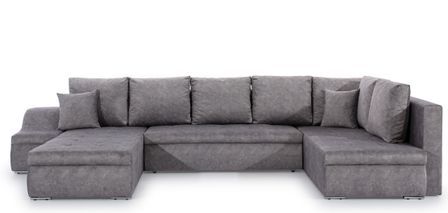 Canapé panoramique convertible JONAZ en tissu - Rangement integré