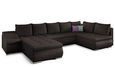 Canapé panoramique convertible JONAZ simili cuir - Rangement integré