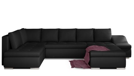 Canapé panoramique convertible JONAZ simili cuir - Rangement integré