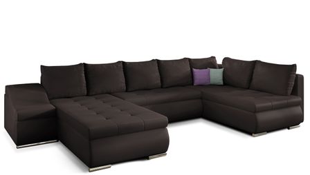 Canapé panoramique convertible JONAZ simili cuir - Rangement integré