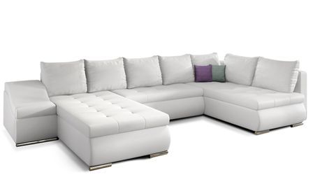 Canapé panoramique convertible JONAZ simili cuir - Rangement integré