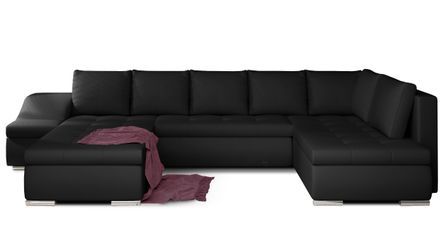 Canapé panoramique convertible JONAZ simili cuir - Rangement integré