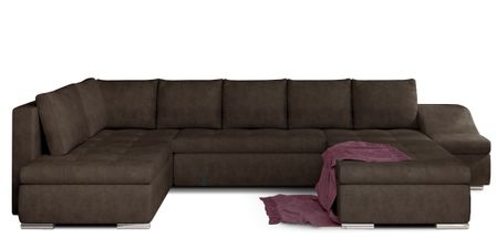 Canapé panoramique convertible JONAZ tissu - Rangement integré