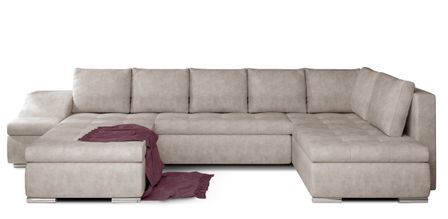 Canapé panoramique convertible JONAZ tissu - Rangement integré