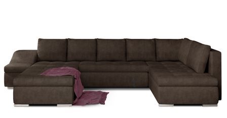 Canapé panoramique convertible JONAZ tissu - Rangement integré