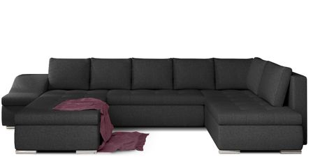 Canapé panoramique convertible JONAZ tissu - Rangement integré