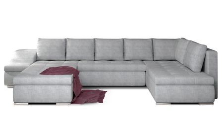 Canapé panoramique convertible JONAZ tissu - Rangement integré