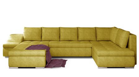 Canapé panoramique convertible JONAZ tissu - Rangement integré