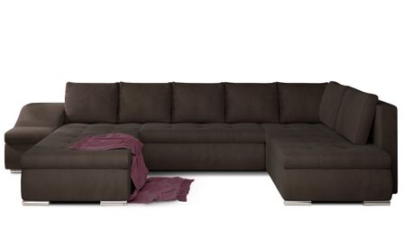 Canapé panoramique convertible JONAZ velours - Rangement integré