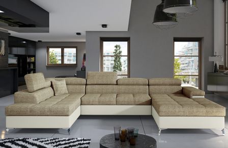 Canapé panoramique convertible KUTTY - Rangement et appuie-têtes réglables