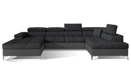 Canapé panoramique convertible KUTTY en bi matiere - Rangement et appuie-têtes réglables
