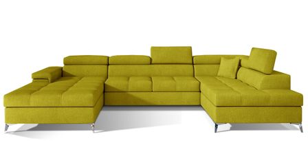 Canapé panoramique convertible KUTTY tissu - Rangement et appuie-têtes réglables
