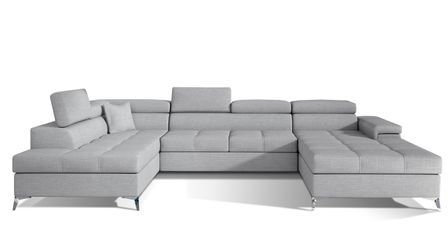 Canapé panoramique convertible KUTTY tissu - Rangement et appuie-têtes réglables