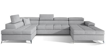 Canapé panoramique convertible KUTTY tissu - Rangement et appuie-têtes réglables