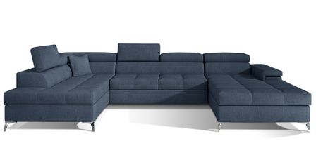 Canapé panoramique convertible KUTTY tissu - Rangement et appuie-têtes réglables