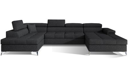 Canapé panoramique convertible KUTTY tissu - Rangement et appuie-têtes réglables