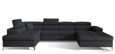 Canapé panoramique convertible KUTTY tissu - Rangement et appuie-têtes réglables