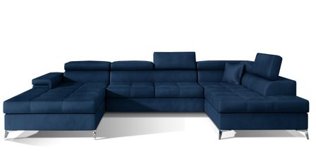 Canapé panoramique convertible KUTTY velours - Rangement et têtières réglables