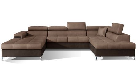 Canapé panoramique convertible KUTTY velours - Rangement et têtières réglables