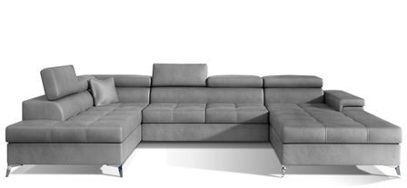 Canapé panoramique convertible KUTTY velours - Rangement et têtières réglables