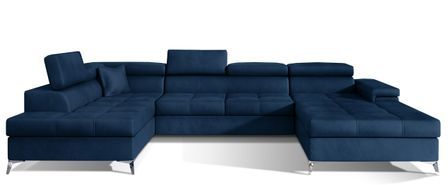 Canapé panoramique convertible KUTTY velours - Rangement et têtières réglables