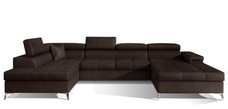 Canapé panoramique convertible KUTTY velours - Rangement et têtières réglables