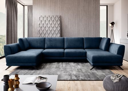 Canapé panoramique convertible LARGOS - Velours irrésistiblement douillet