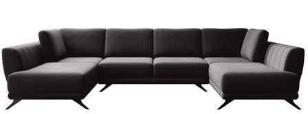 Canapé panoramique convertible LARGOS - Velours irrésistiblement douillet