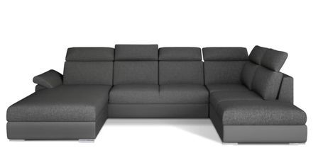 Canapé Convertible Panoramique LEVANO Tissu et Simili Cuir, Têtières