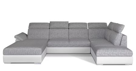 Canapé Convertible Panoramique LEVANO Tissu et Simili Cuir, Têtières