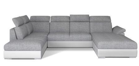 Canapé Convertible Panoramique LEVANO Tissu et Simili Cuir, Têtières