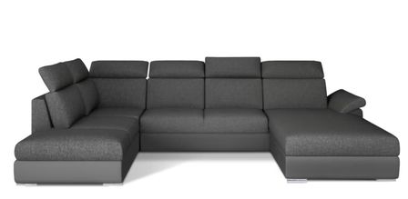 Canapé Convertible Panoramique LEVANO Tissu et Simili Cuir, Têtières