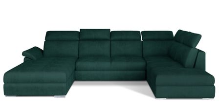 Canapé panoramique convertible LEVANO velours - Rangement et appuie-têtes réglables