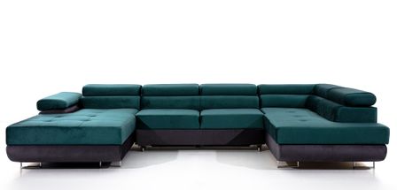 Canapé panoramique convertible ROMANO - Rangement et appuie-têtes réglables