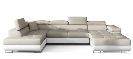 Canapé panoramique convertible ROMANO - Rangement et appuie-têtes réglables