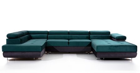 Canapé panoramique convertible ROMANO - Rangement et appuie-têtes réglables