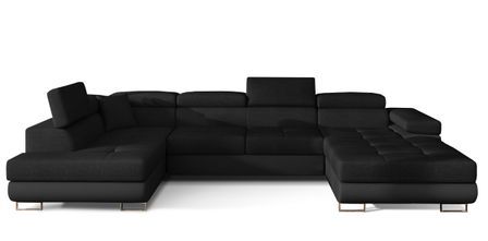 Canapé panoramique convertible ROMANO en tissu avec coffre de rangement