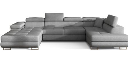 Canapé panoramique convertible ROMANO tissu - Rangement et appuie-têtes réglables