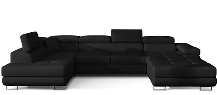 Canapé panoramique convertible ROMANO tissu - Rangement et appuie-têtes réglables