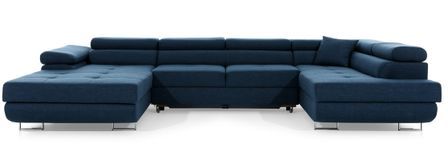 Canapé panoramique convertible ROMANO tissu - Rangement et appuie-têtes réglables