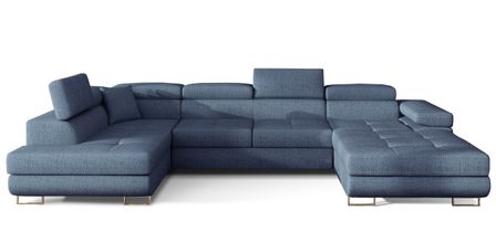 Canapé panoramique convertible ROMANO tissu - Rangement et appuie-têtes réglables